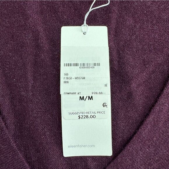 Eileen Fisher Purple V-Neck Sweater Relaxed Fit Size Medium NWT - Picture 5 of 8